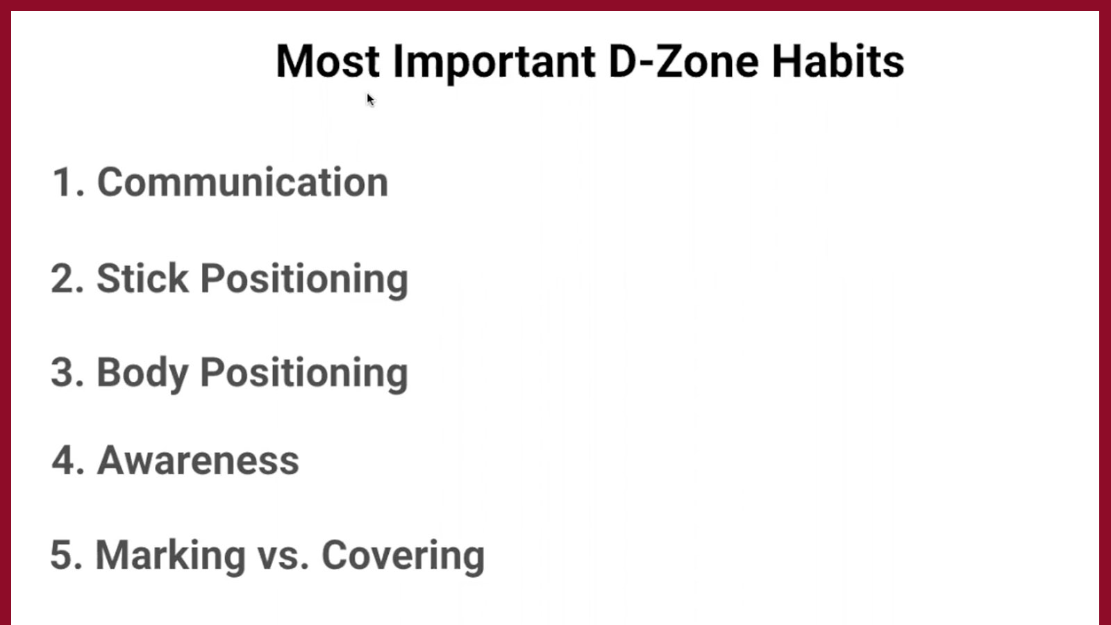Developing Defensive Zone Habits