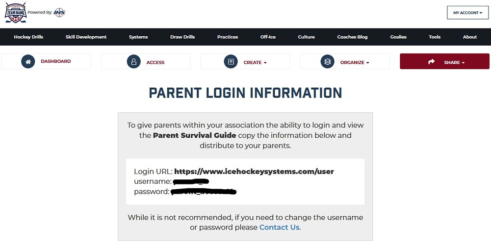 View and copy the login information