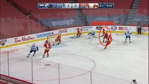 2nd Player Support by Calgary Leads to Zone Exit