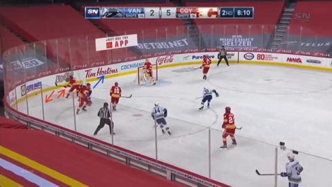 Behind Net Deception Cutback To Wall on Breakout by Calgary