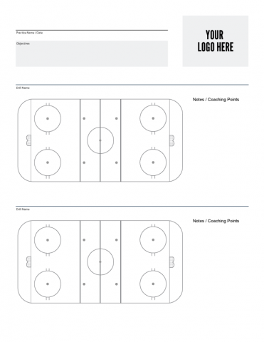 Custom Ice Hockey Practice Sheet