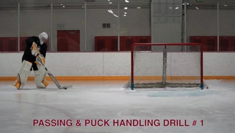  Passing & Puck Handling Drill # 1 - Ice Hockey Goalie Drill