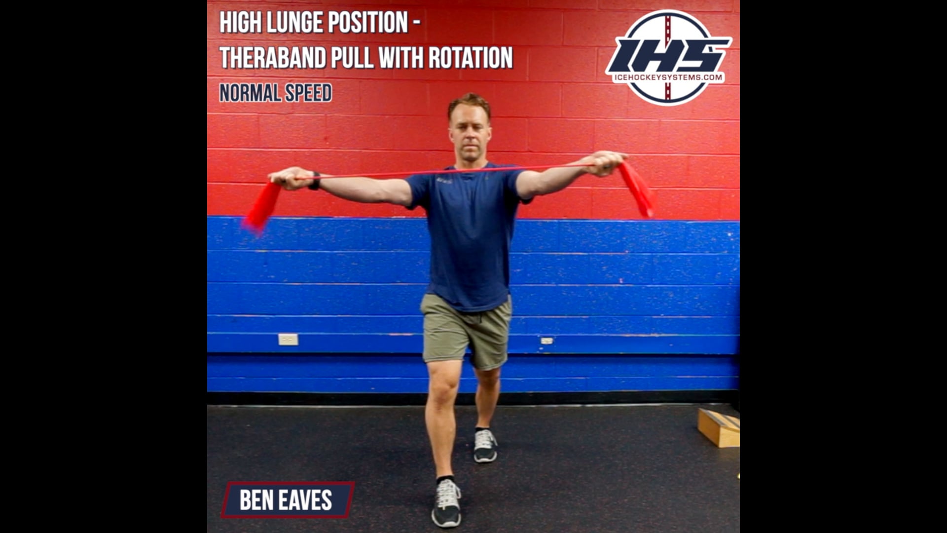 High Lunge Position - Theraband Pull With Rotation